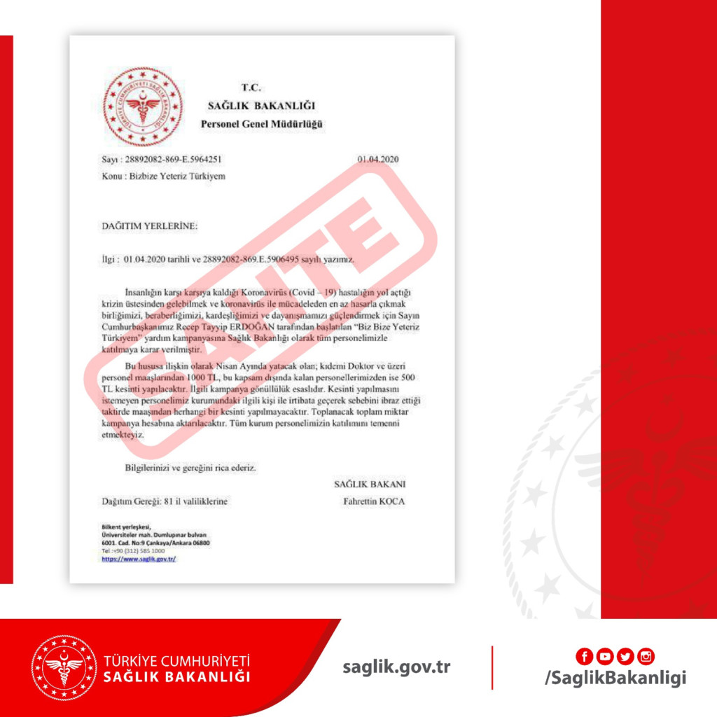 Sağlık Bakanlığı’ndan o belge sahte&nbsp;açıklaması