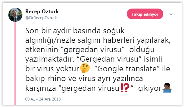 Türk Medyasının Google Translate Rezilliği ‘Gergedan&nbsp;Virüsü’